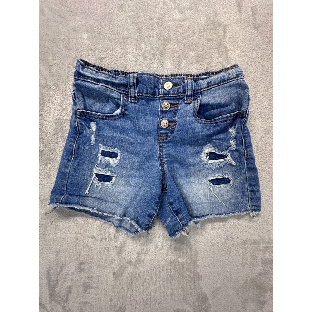 Wonder Nation Cut Off Shorts Girls S Blue Denim Raw Hem Distressed Button Fly